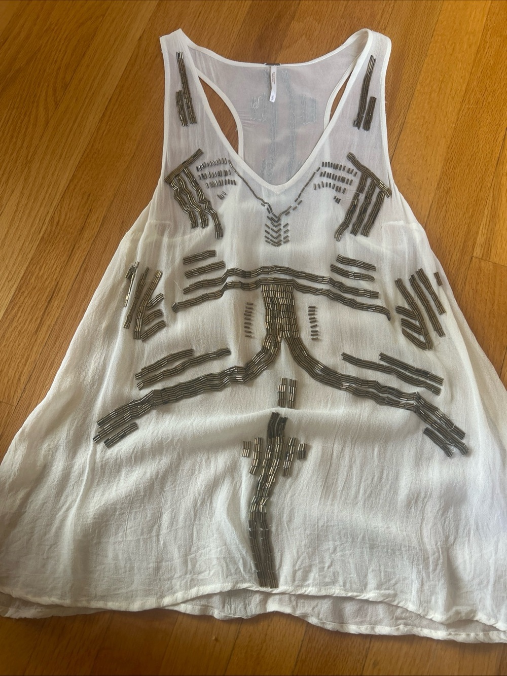 Free People Cream Beaded Tank Top size~ Small